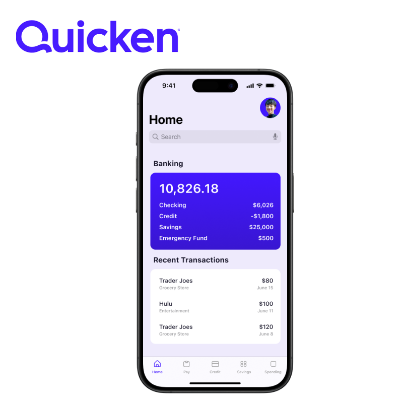 Quicken mobile banking concept